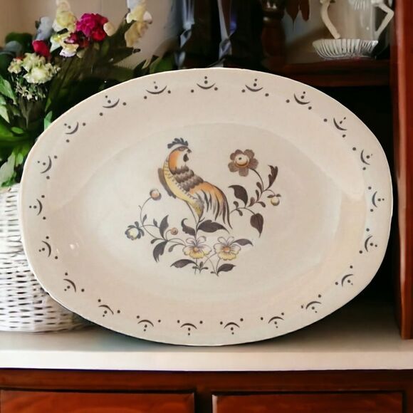 Staffordshire Old Granite Sun Up Platter Serving Johnson Brothers Rooster Vtg - Picture 13 of 13